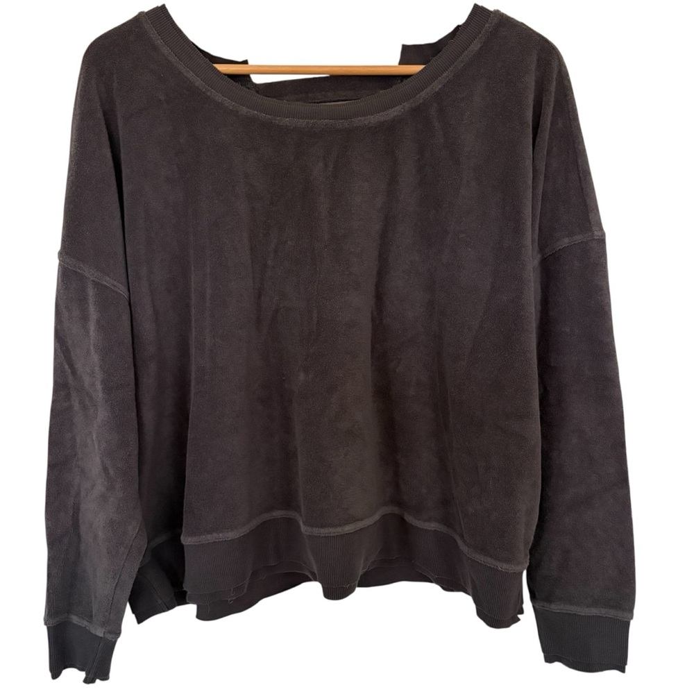 🔴 JoyLab Velour Open Back Pullover XL Charcoal Gray Like New